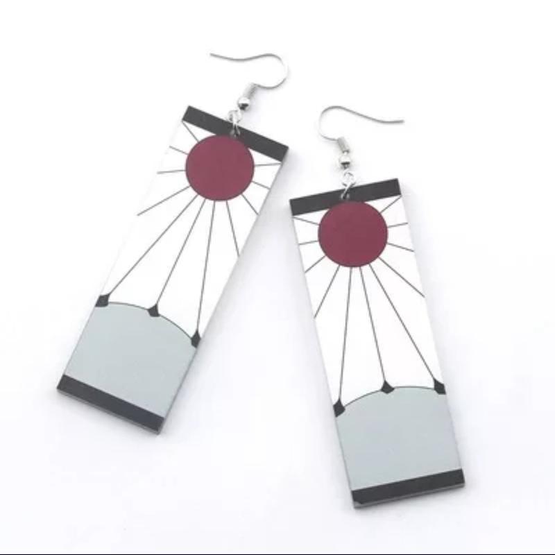 Demon Slayer Earrings ( Kimetsu no Yaiba ) worn by Tanjiro Kamado (Anime Cosplay Costume) Hanafuda christmas gift