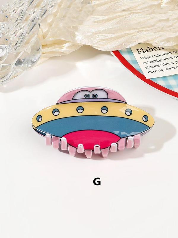 Cute Cartoon Alien Design Hair Claws, 2024 New Style Colorful Hair Accessories for Women & Girls, Minimalist Headwear Suitable for Thick Hair