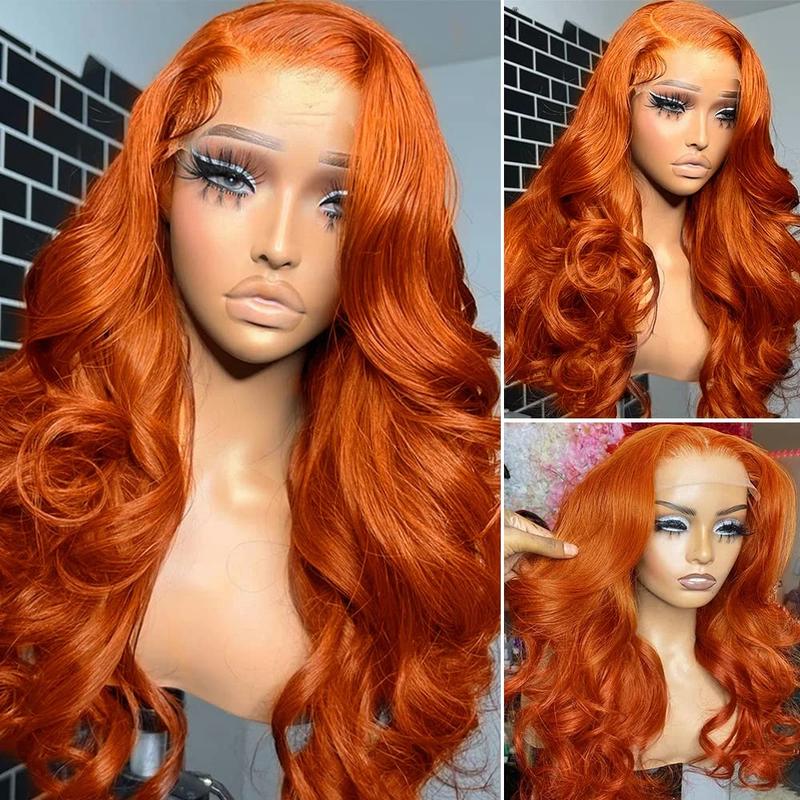 Bling Hair 180 Density Orange Ginger Body Wave 13x4 13x6 5x5 HD Lace Frontal Colored Wig Human Hair Glueless Wigs For Woman Natural Hairline