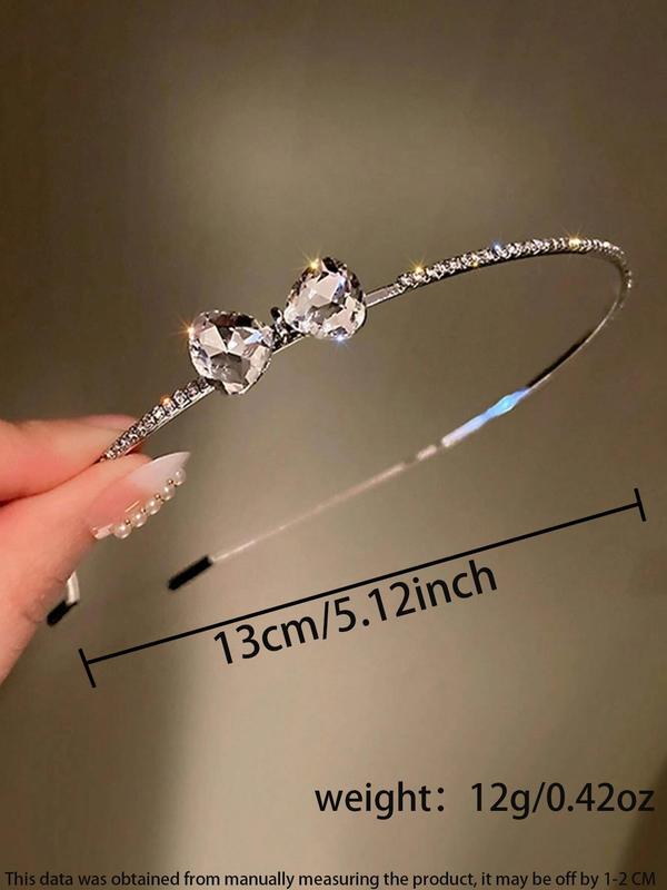 Rhinestone Decorated Bow Hair Hoop,  Elegant Hair Accessories for Women & Girls, Girl's All-match Accessory for Hair Daily Use