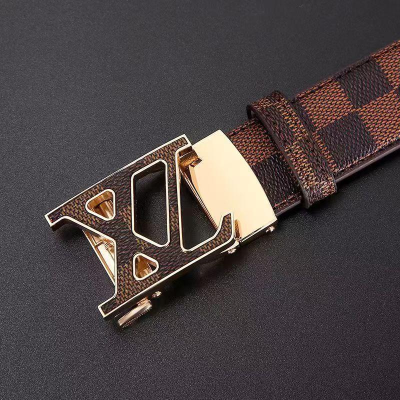 Belt Men's Leather Belt Automatic Buckle Genuine Leather Fashion New Letter Buckle Business Belt