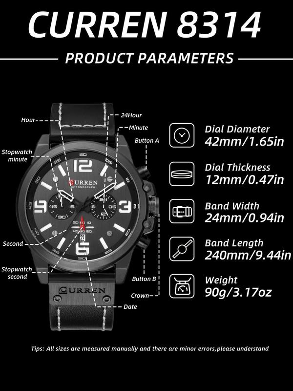 Men's Business Fashion Round Dial Analog Quartz Watch, Fashion Watch for Party, Daily Clothing Decor, Trendy All-match & Exquisite Watch for Birthday Gift with Box