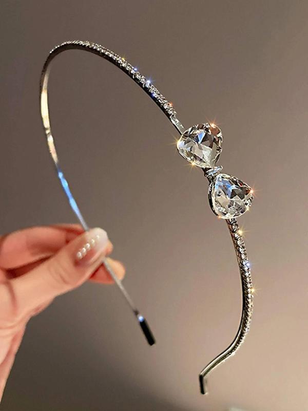 Rhinestone Decorated Bow Hair Hoop,  Elegant Hair Accessories for Women & Girls, Girl's All-match Accessory for Hair Daily Use