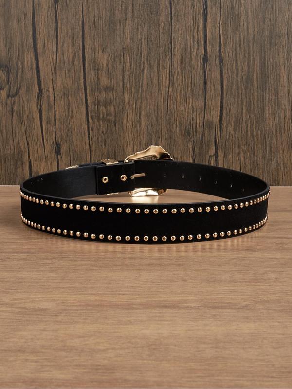 Women's Vintage Rivet & Flower Decor Western Belt, Fashionable Synthetic Leather Belt for Daily Clothing Decor, Trendy All-match & Exquisite Belt for Birthday Gift