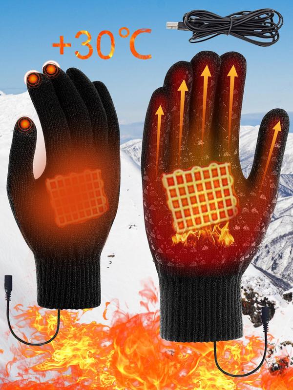 USB Rechargeable Heated Gloves, Touch Screen Compatible Heated Gloves, Elastic Cuffs Thickened Non-slip Design Gloves, Suitable for Motorcycle Skiing Bike Hunting Camping