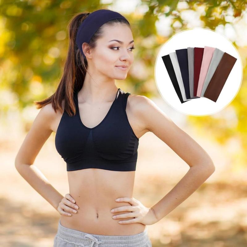 8 Pack Sport Headbands for Women, Elastic Soft Fabric Non-Slip Hair Bands Hair Warp for Daily Workout Yoga Running Sports