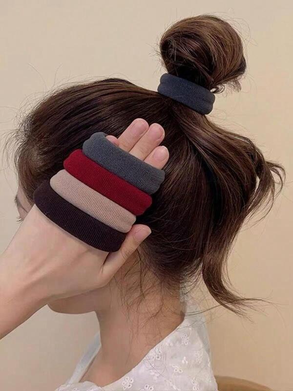 Solid Color Hair Tie, High Stretch Hair Tie, Casual Simple Hair Accessories for Women & Girls, Minimalist Headwear Suitable for Thick Hair