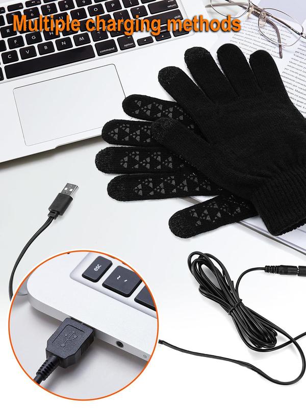 USB Rechargeable Heated Gloves, Touch Screen Compatible Heated Gloves, Elastic Cuffs Thickened Non-slip Design Gloves, Suitable for Motorcycle Skiing Bike Hunting Camping