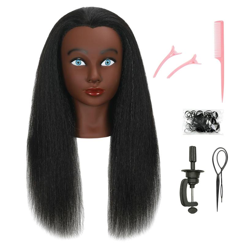 30 Inch Brown 80% Human Hair Mannequin  with Stand for Hairdresser Practice Braiding Styling  Manikin Doll