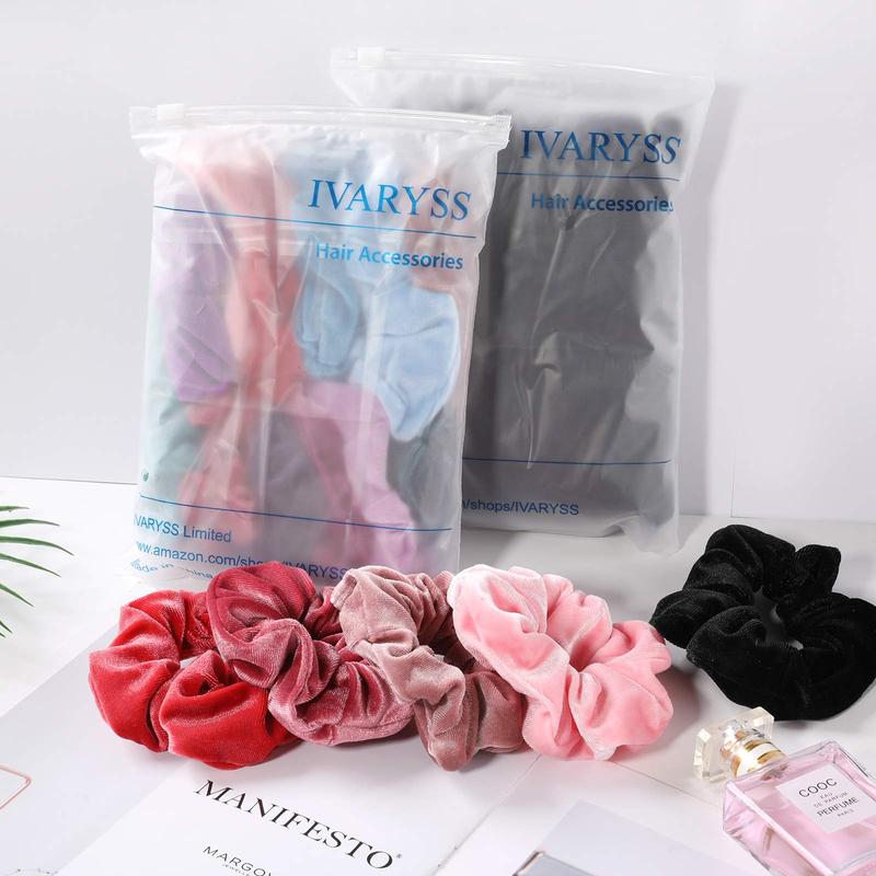 Scrunchies for Women, 12 Pcs Velvet Scrunchies for Hair, Dark Colors Classic Elastic Thick Scrunchy Hair Bands Ties, Soft Ropes Ponytail Holder Hair Accessories