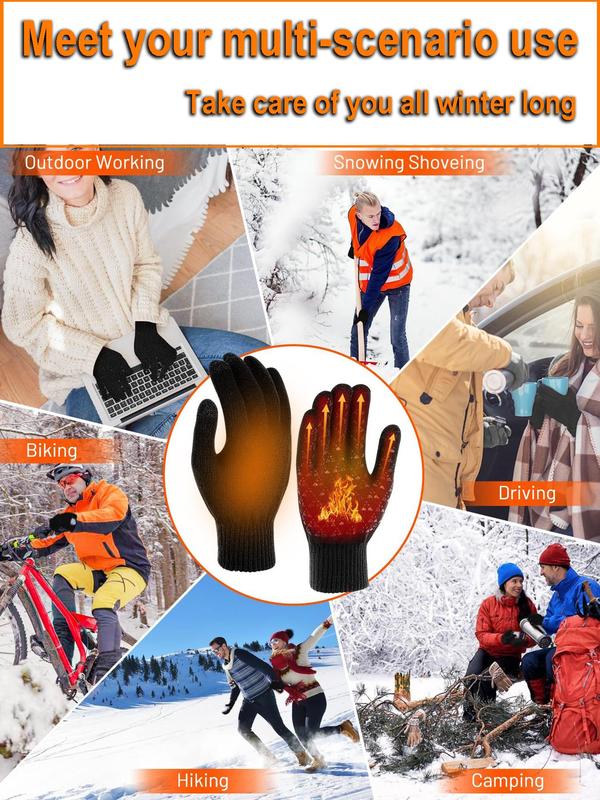 USB Rechargeable Heated Gloves, Touch Screen Compatible Heated Gloves, Elastic Cuffs Thickened Non-slip Design Gloves, Suitable for Motorcycle Skiing Bike Hunting Camping