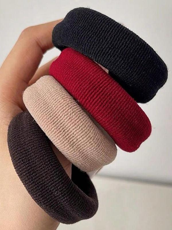 Solid Color Hair Tie, High Stretch Hair Tie, Casual Simple Hair Accessories for Women & Girls, Minimalist Headwear Suitable for Thick Hair