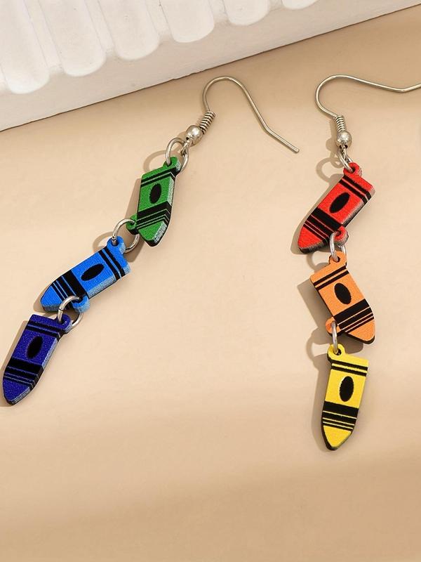 Fashion Colorful Crayon Design Dangle Earrings, 1 Pair Fashion Jewelry for Party, Daily Clothing Decor, Trendy All-match & Exquisite Jewelry for Birthday Gift