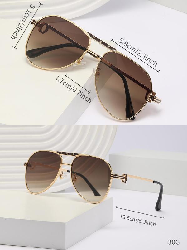 1 Pair Simple Oval Frame Sunglasses, Fashionable Versatile Double Beam Sunglasses For Everyday Use, Casual Eyewear with Storage Box & Package