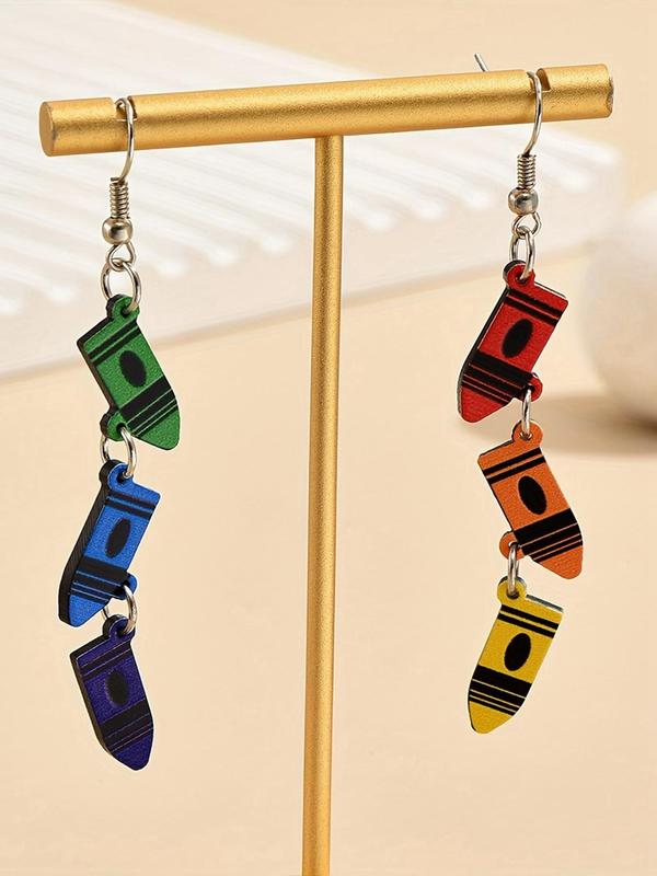 Fashion Colorful Crayon Design Dangle Earrings, 1 Pair Fashion Jewelry for Party, Daily Clothing Decor, Trendy All-match & Exquisite Jewelry for Birthday Gift