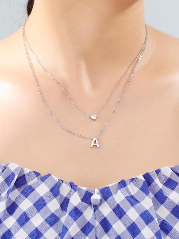 Multi-layer Letter Detail Necklace for Women Back To School, Summer Fall Fashion Jewelry for Party, Daily Clothing Decor, All-match & Exquisite Jewelry As Birthday Gift, Fall Outfits, Fall Freshness