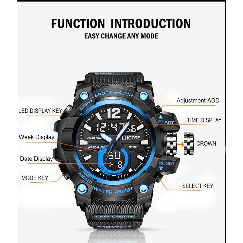 L-3040 top sport watch GSHock dual time analog led clock waterproof sports quartz digital men digital wrist watch