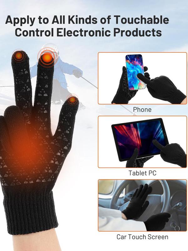 USB Rechargeable Heated Gloves, Touch Screen Compatible Heated Gloves, Elastic Cuffs Thickened Non-slip Design Gloves, Suitable for Motorcycle Skiing Bike Hunting Camping