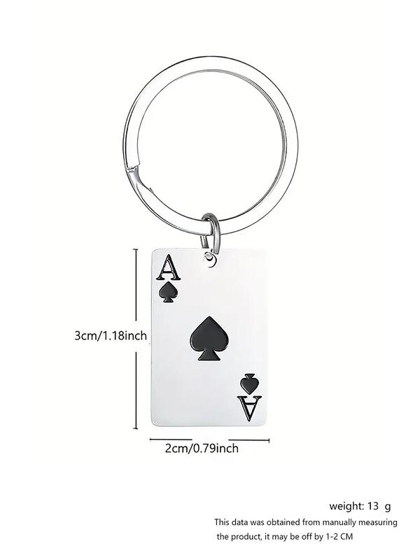 Men's Creative Poker Design Keychain, Casual Stainless Steel Keychain for Bag Decoration, Trendy Funny Gift for Best Friends