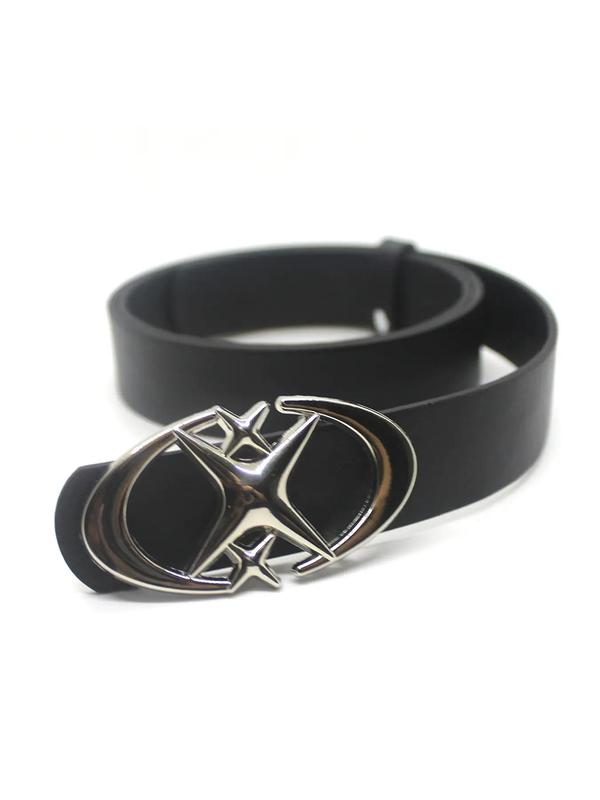 Fashion Simple Casual Jeans Belt, Oval Star Decor Pu Buckle Belt, Ideal for Gifts, Fashion Accessories for Men and Women