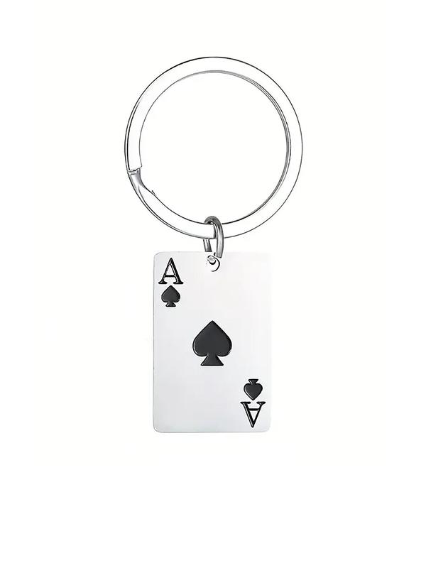 Men's Creative Poker Design Keychain, Casual Stainless Steel Keychain for Bag Decoration, Trendy Funny Gift for Best Friends