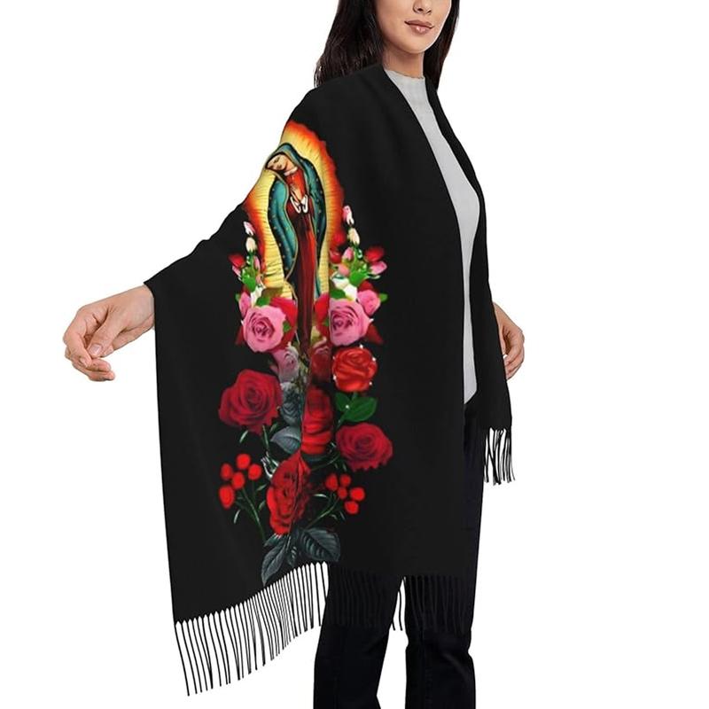 Virgin Mary Shawl Wrap For Women Virgen de Guadalupe Blanket Scarf Versatile Styling with Elegance