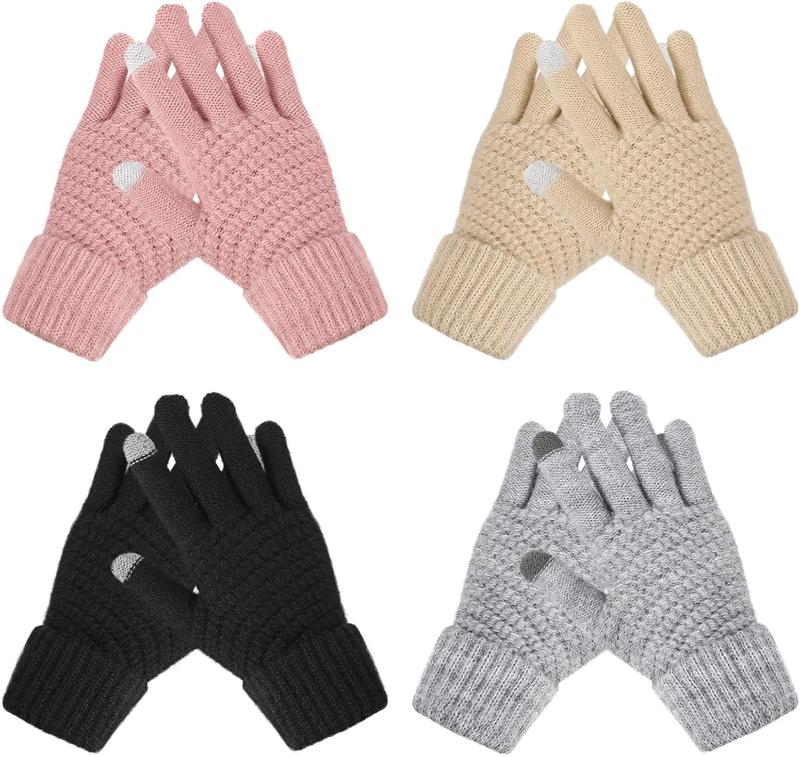 Winter Gloves Womens, Touchscreen Gloves for Women, Warm Gloves with Elastic Cuff Knit Gloves for Cold Weather