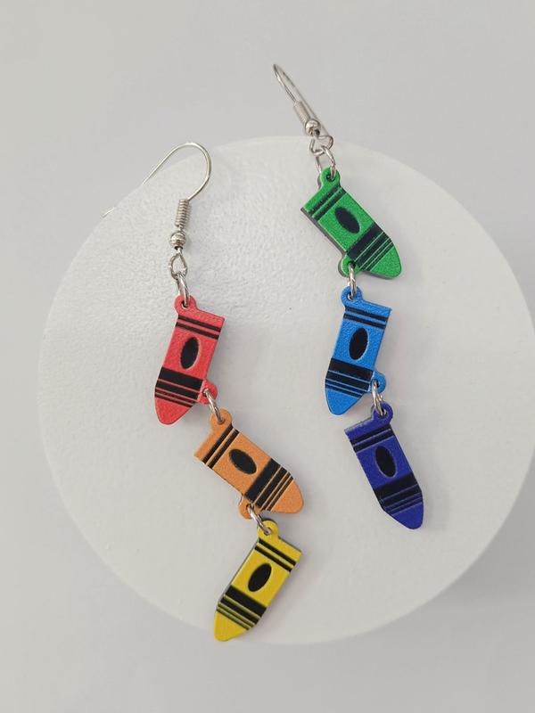 Fashion Colorful Crayon Design Dangle Earrings, 1 Pair Fashion Jewelry for Party, Daily Clothing Decor, Trendy All-match & Exquisite Jewelry for Birthday Gift