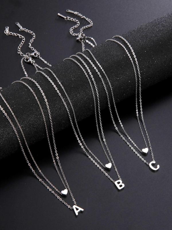 Multi-layer Letter Detail Necklace for Women Back To School, Summer Fall Fashion Jewelry for Party, Daily Clothing Decor, All-match & Exquisite Jewelry As Birthday Gift, Fall Outfits, Fall Freshness