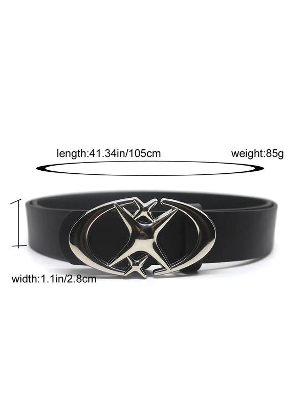 Fashion Simple Casual Jeans Belt, Oval Star Decor Pu Buckle Belt, Ideal for Gifts, Fashion Accessories for Men and Women