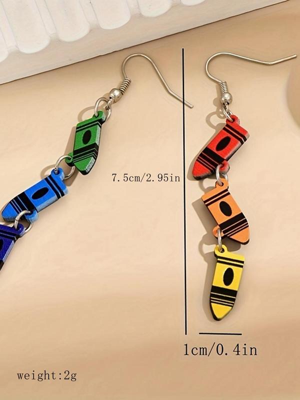 Fashion Colorful Crayon Design Dangle Earrings, 1 Pair Fashion Jewelry for Party, Daily Clothing Decor, Trendy All-match & Exquisite Jewelry for Birthday Gift