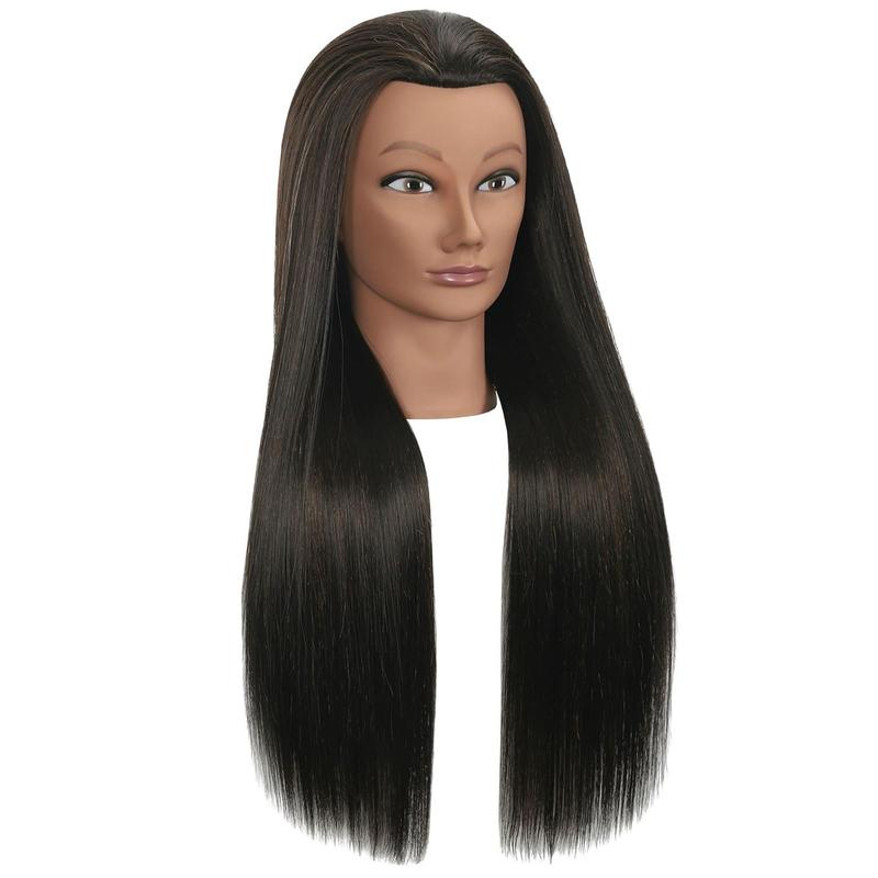 30 Inch Brown 80% Human Hair Mannequin  with Stand for Hairdresser Practice Braiding Styling  Manikin Doll