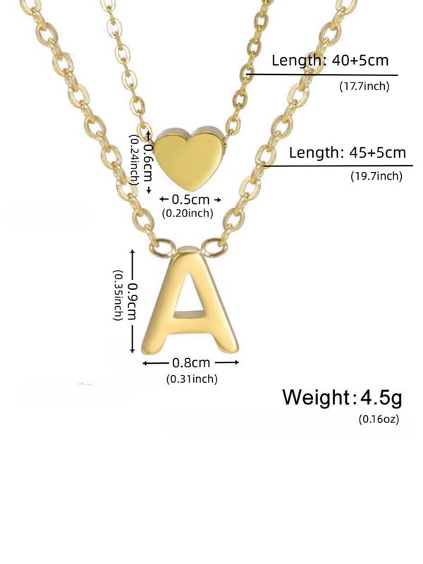 Multi-layer Letter Detail Necklace for Women Back To School, Summer Fall Fashion Jewelry for Party, Daily Clothing Decor, All-match & Exquisite Jewelry As Birthday Gift, Fall Outfits, Fall Freshness