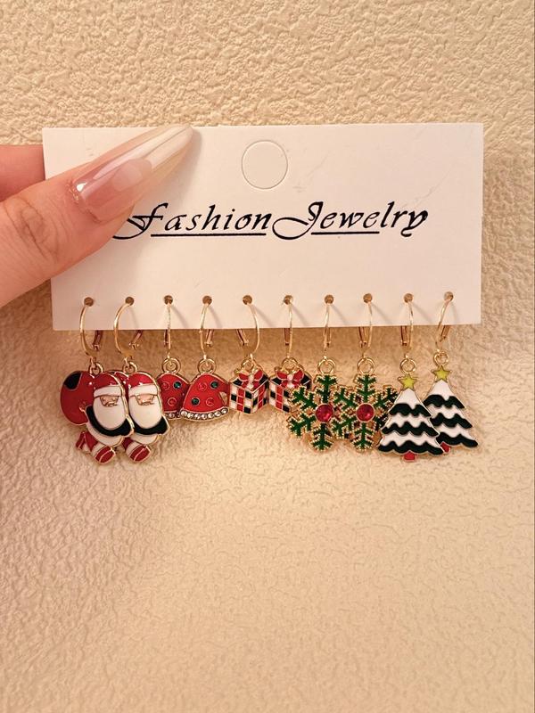 Cute Cartoon Christmas Themed Dangle Earrings, Fashionable Jewelry for Women & Girls, Trendy All-match & Exquisite Jewelry for Birthday Gift