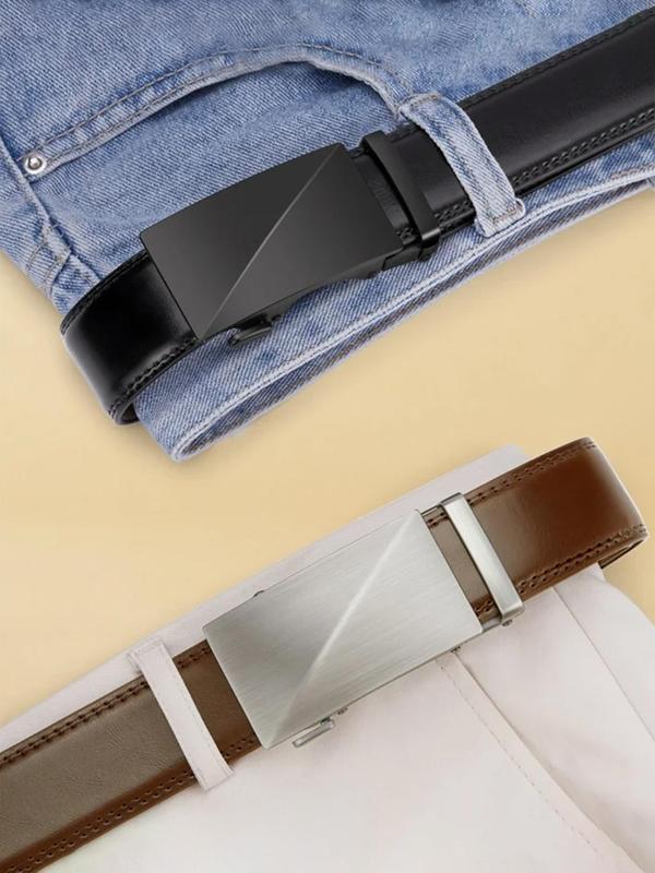 Men's Business Fashion Genuine Leather Belt, Automatic Buckle Belt, Casual Waistband for Jeans Trousers, Fashion Belt for Party, Daily Clothing Decor, Trendy All-match & Exquisite Belt for Gift