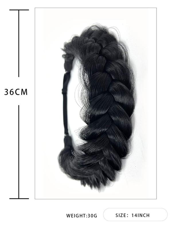 Women's 14inch Long Braided Ponytail Hair Extensions, Natural Fluffy Synthetic Hair Extensions with Hair Band, Braided Hairpiece for Daily & Party Use