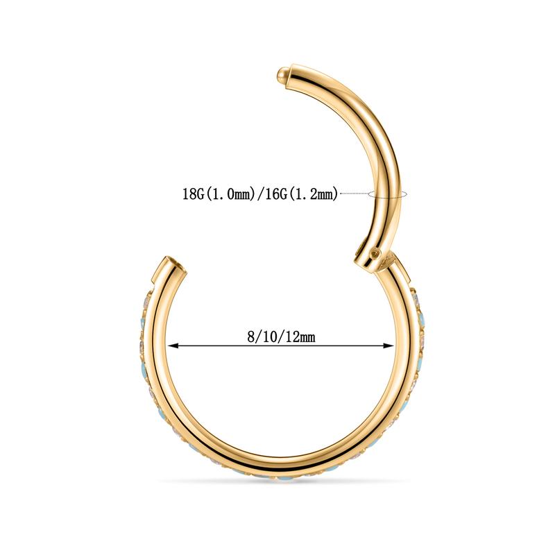 CZ Hinged Hoop Ring 18G 16G 6 8 10mm Opal Surgical Steel Conch Daith Rook Cartilage Tragus Helix Earrings Septum Clicker Ring Nose Piercing Jewelry