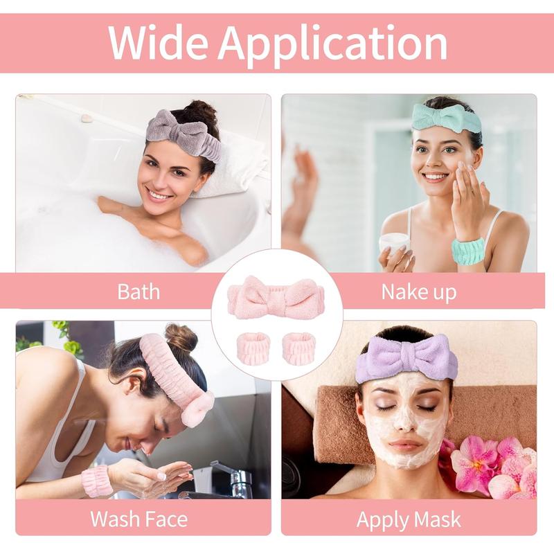 9Pcs Spa Headband And Wristband Set, 3Pcs Microfiber Face Headband, And 6Pcs Wrist Spa Wash Band Absorbent Wrist bands, for Washing Face Wash Headband Makeup Skincare Headband