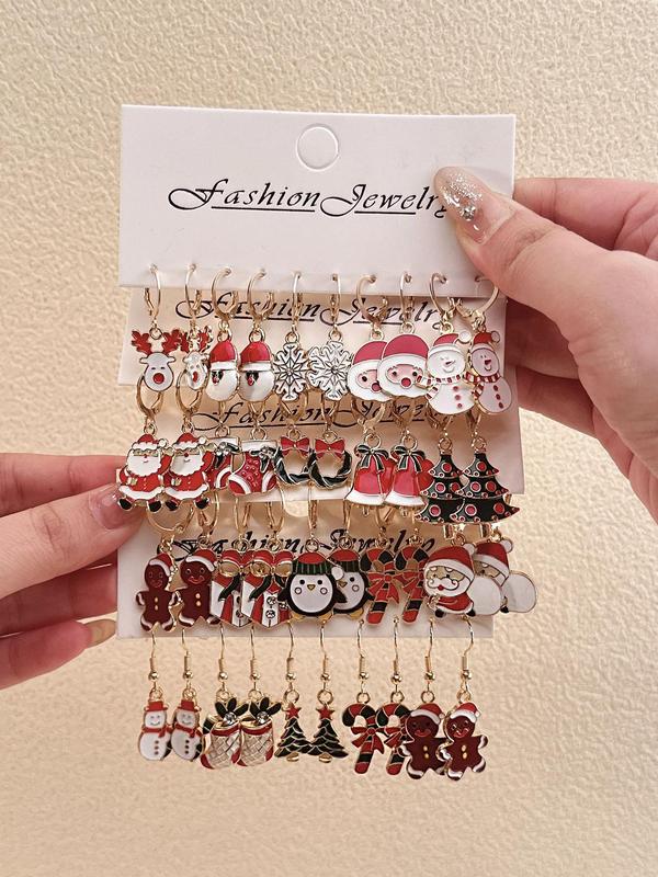 Cute Cartoon Christmas Themed Dangle Earrings, Fashionable Jewelry for Women & Girls, Trendy All-match & Exquisite Jewelry for Birthday Gift