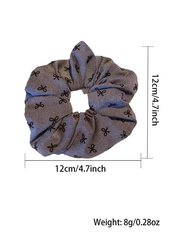 Polka Dot & Bowknot Pattern Scrunchies, High Stretch Hair Tie, Fashion Hair Accessories for Women & Girls, Minimalist Headwear Suitable for Thick Hair