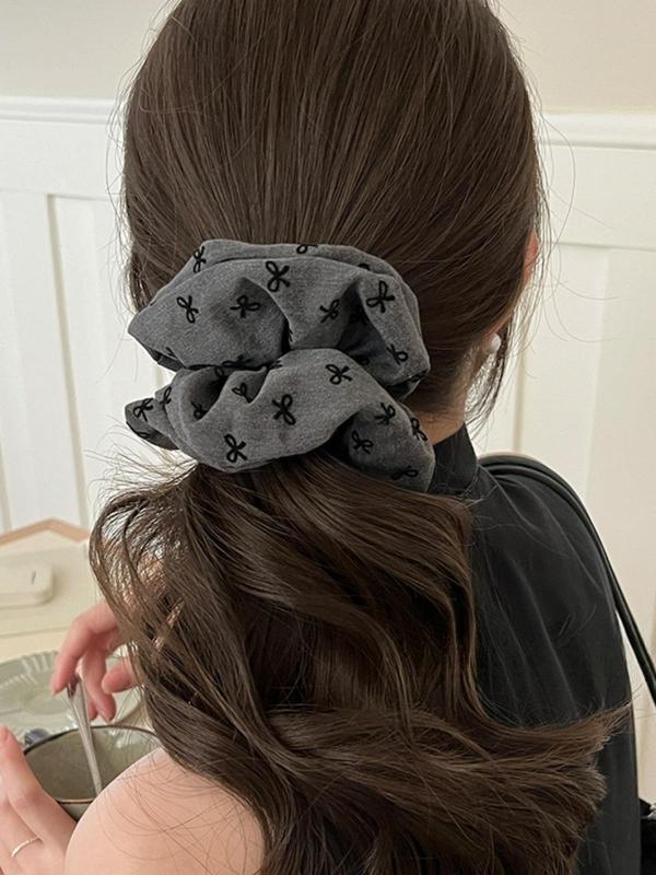 Polka Dot & Bowknot Pattern Scrunchies, High Stretch Hair Tie, Fashion Hair Accessories for Women & Girls, Minimalist Headwear Suitable for Thick Hair