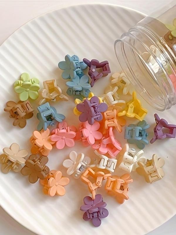 Cute Flower Shaped Hair Clips, Colorful Hair Accessories for Women & Girls, Minimalist Headwear Suitable for Thick Hair