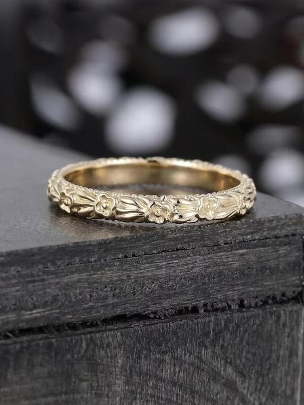 Flower Embossed Simple Fine Ring,  Women's Fashionable Jewelry for Daily & Party Wear, Trendy All-match & Exquisite Jewelry for Birthday Gift