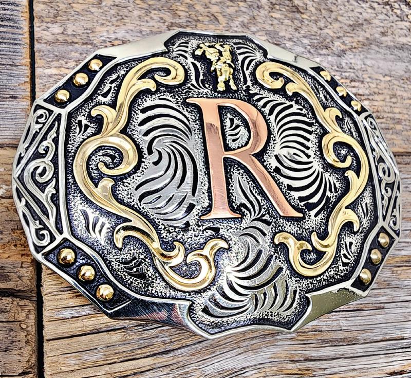 Handcrafted Western Buckle. Choose your Initial