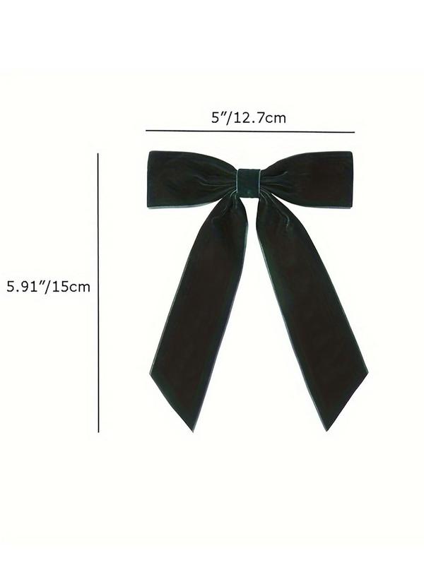 Solid Color Velvet Bow Decor Hair Clips, Cute Hair Accessories for Women & Girls, Minimalist Headwear Suitable for Thick Hair