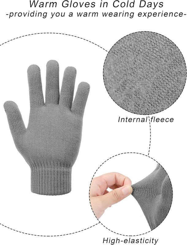 3 Pairs Winter Warm Magic Gloves Thicken Cashmere Knit Gloves Stretchy Unisex Full Fingers Gloves for Men Women