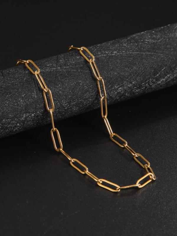 Punk Style Matching Chain Necklace, Stainless Steel Paperclip Design Necklace, Fashion Casual Jewelry Accessories for Men & Women