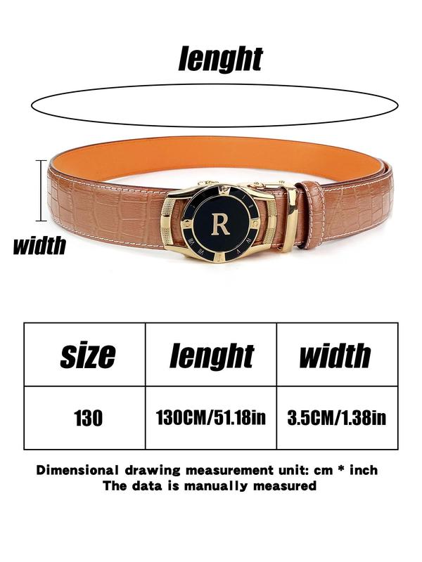 Automatic Buckle Crocodile Embossed Belt for Men, Luxury Men Belts,  Designer Belt Business Casual Waistband for Work Office, Fashion All-match Back To School Clothes Accessories, Fall Outfits, Earthtone Fall Freshness