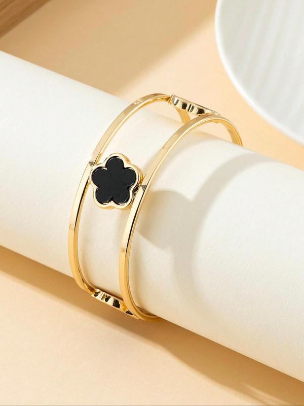 Flower Design Cuff Bangle, Elegant Bangle for Women, Fashion Jewelry for Party, Daily Clothing Decor, Trendy All-match & Exquisite Jewelry for Birthday Gift