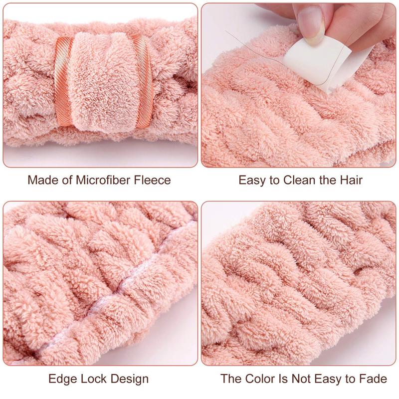 4 Pack Microfiber Spa Facial Makeup Headbands Elastic Terry Cloth Head Wrap for Women Girls Washing Face Shower Yoga Sports